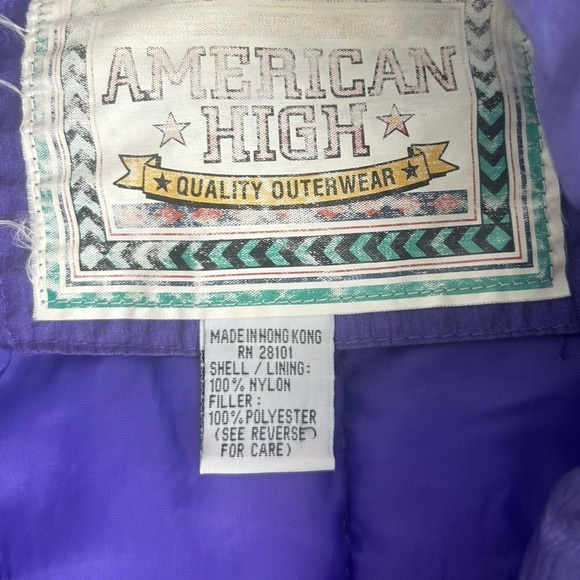 American High Y2K Women Medium Purple Red Nylon Retro Bomber 90s Jacket READ - Picture 4 of 12